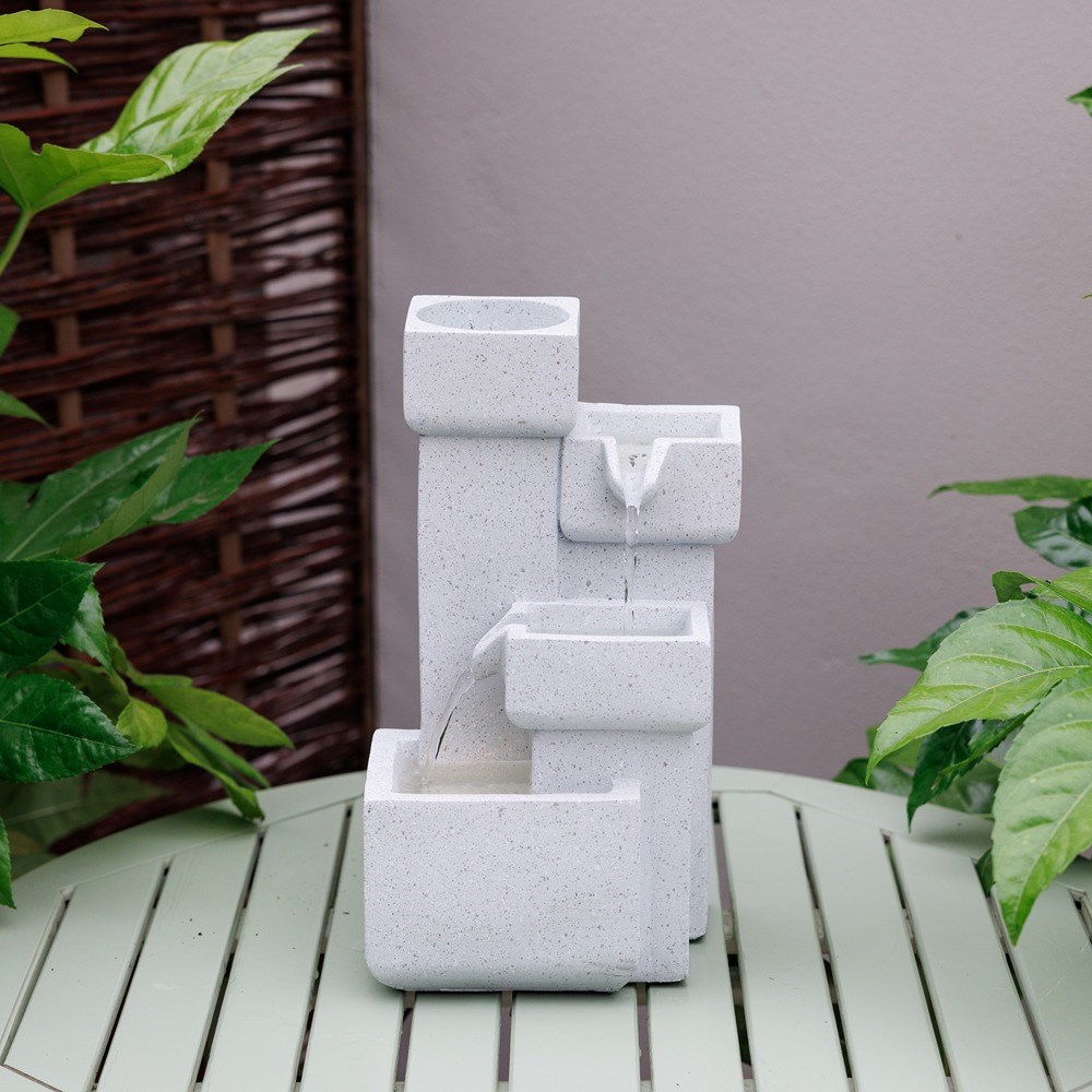 Modern Cascading Tabletop Water Feature With LED Lights