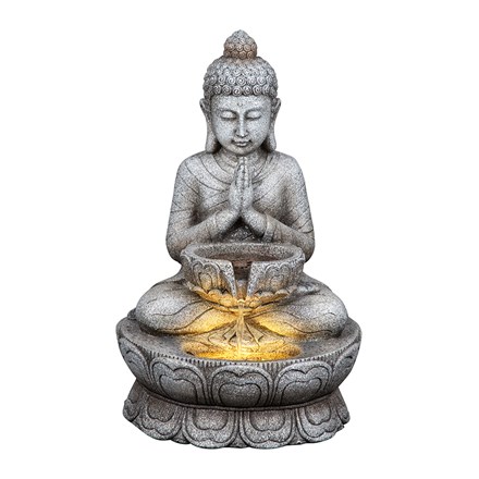 Praying Buddha Tabletop Water Feature With LED Lights