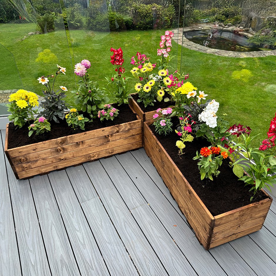Berwick Natural Wooden Corner Planter Set