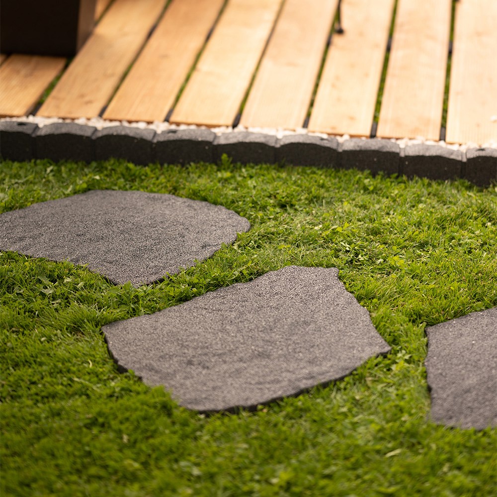 L 53 cm Recycled Rubber Stepping Stone Natural B Grey 