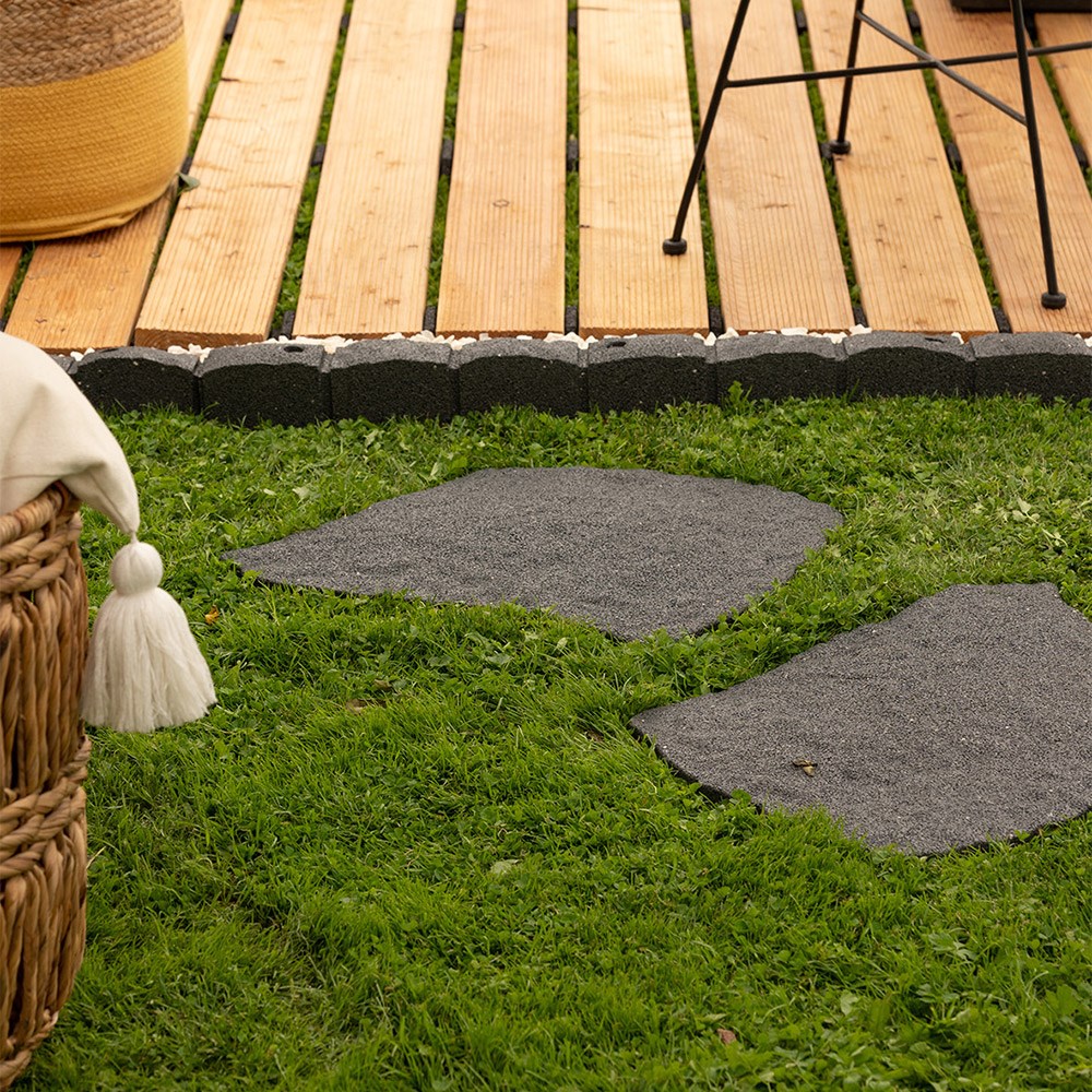 L 53 cm Recycled Rubber Stepping Stone Natural B Grey 
