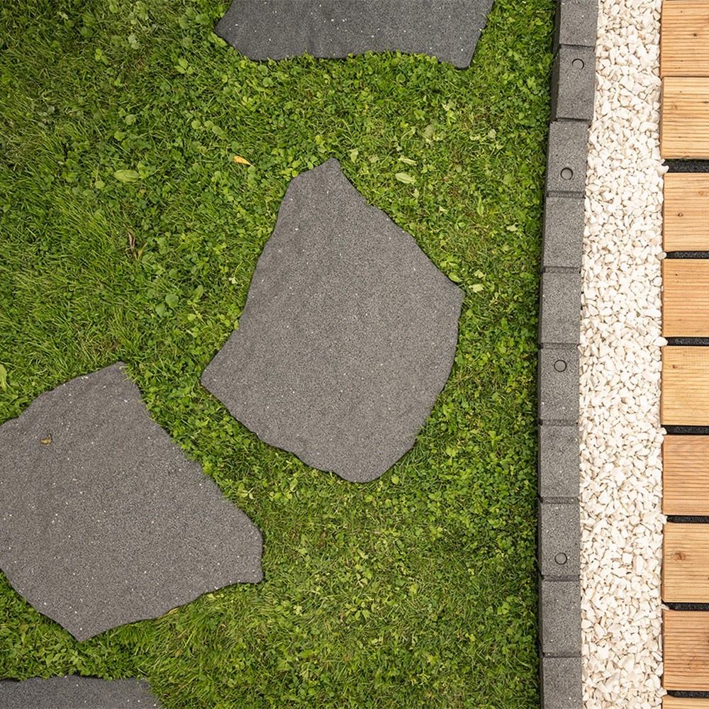L 53 cm Recycled Rubber Stepping Stone Natural B Grey 