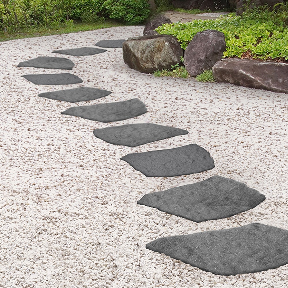 L 53 cm Recycled Rubber Stepping Stone Natural B Grey 