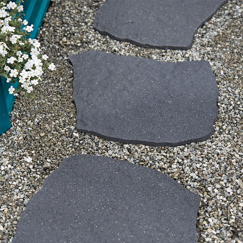 L 53 cm Recycled Rubber Stepping Stone Natural B Grey 
