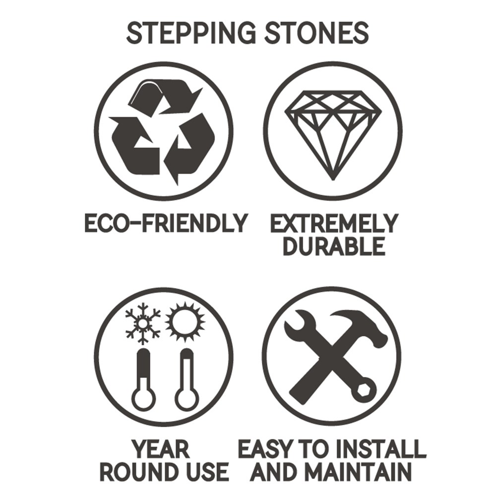 L 53 cm Recycled Rubber Stepping Stone Natural B Grey 