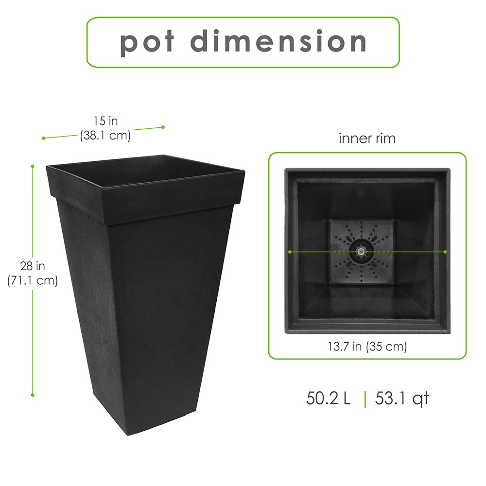 Sonata Recycled Rubber Tapered Square Planter