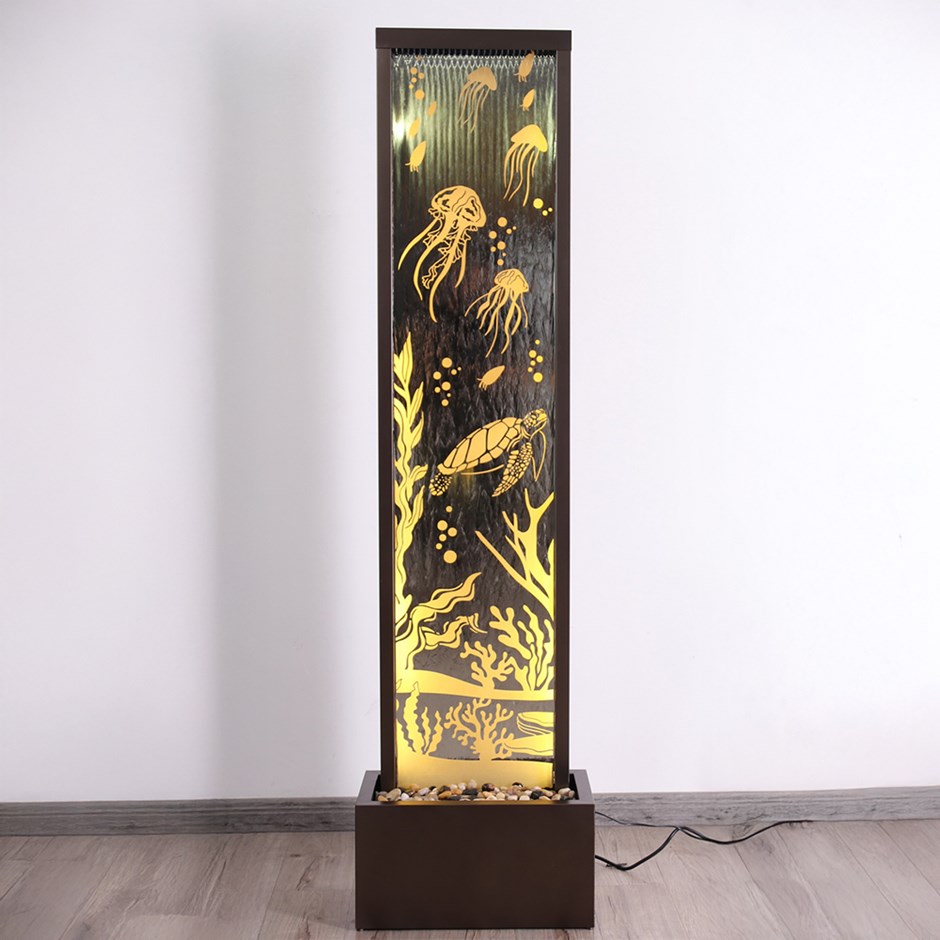 Ocean pattern mirror wall water feature