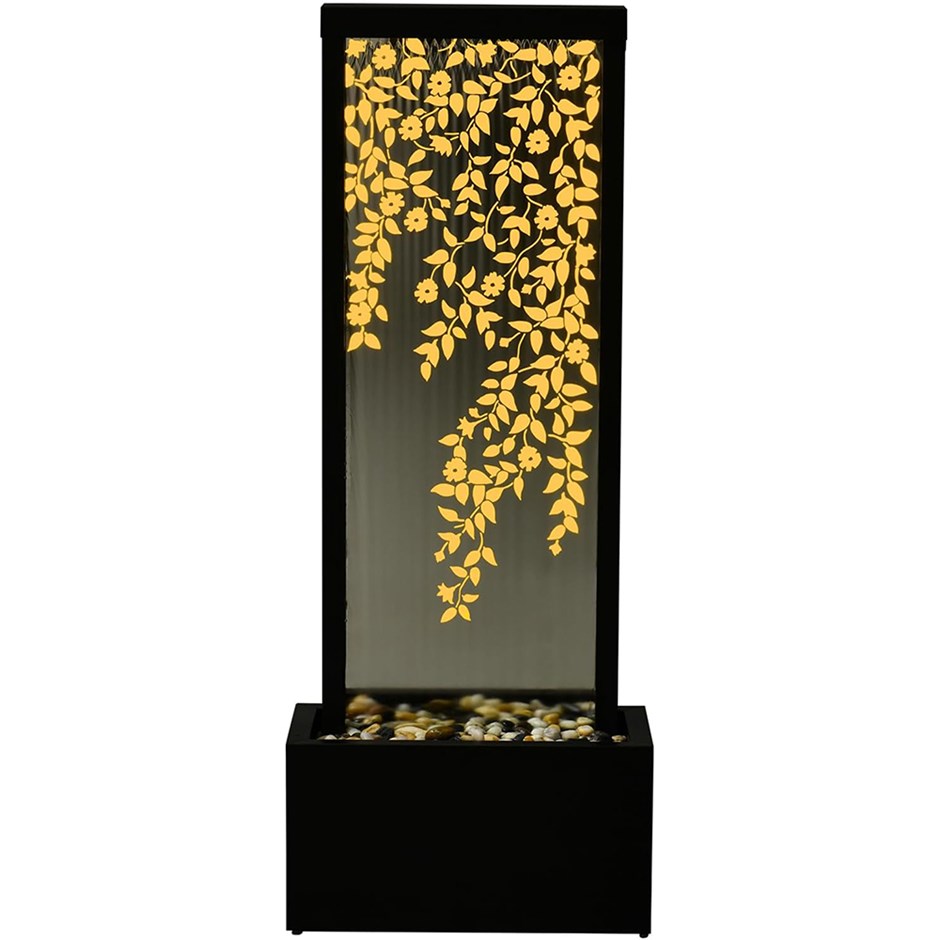 Cascading leaves mirror fountain wall water feature