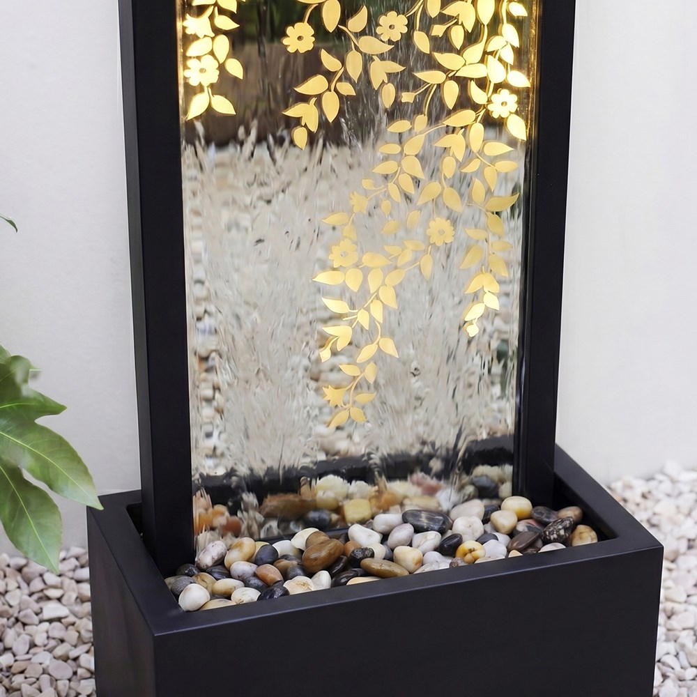 Flowering Vines Mirror Water Feature With LED Lights