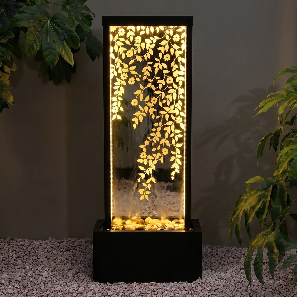 Flowering Vines Mirror Water Feature With LED Lights