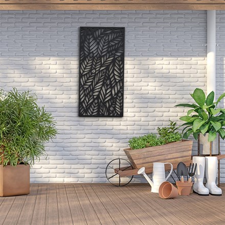 Leaves Garden Screen Black 120 x 60cm