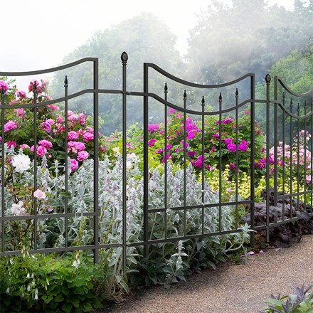 Arched Finial Metal Fence Section Black