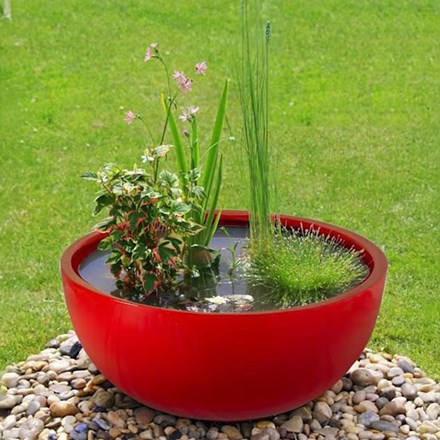 Pond In a Pot Kit With Red Gloss Planter