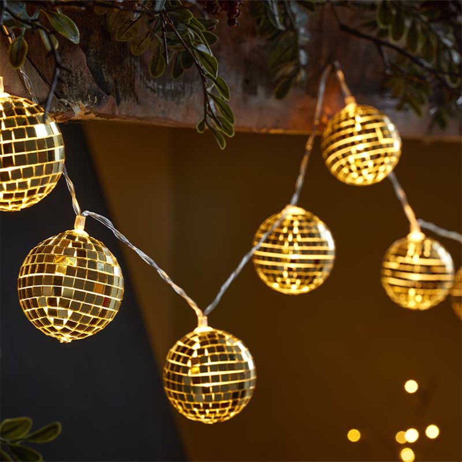 Silver GlitterBall Christmas String Lights