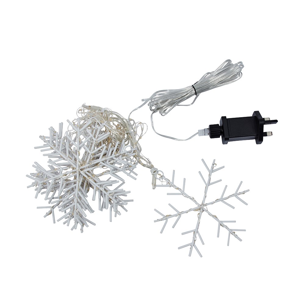 Warm White Snowflake Christmas Curtain Lights