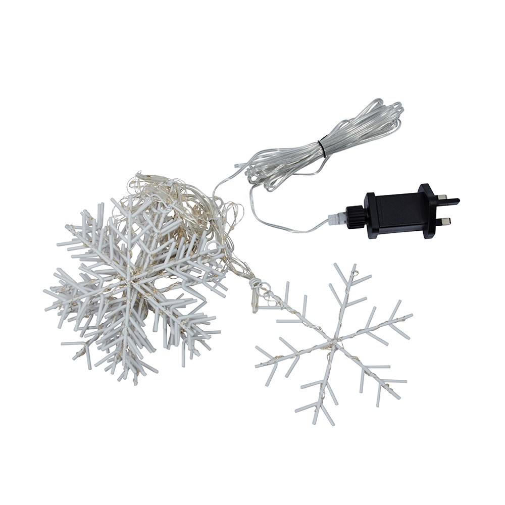Cool White Snowflake Christmas Curtain Lights