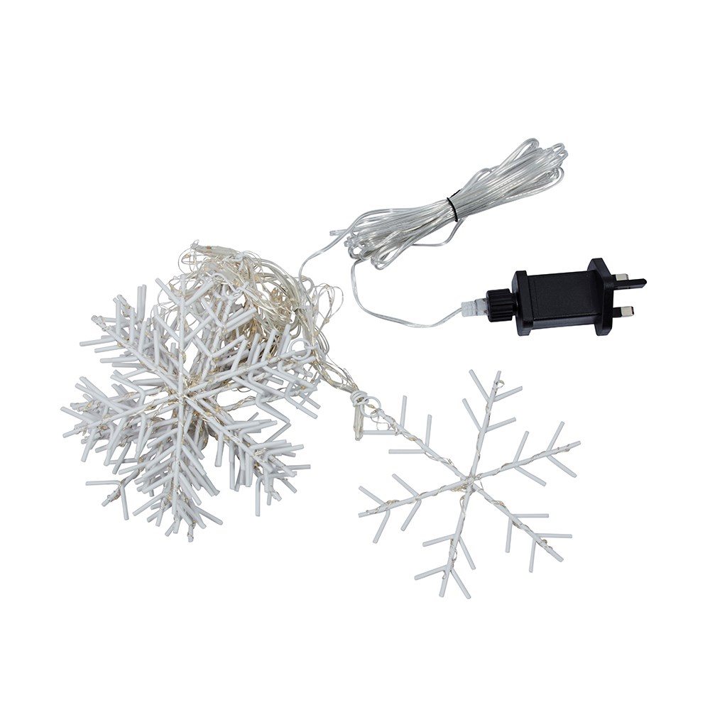 Multi-Coloured Snowflake Christmas Curtain Lights