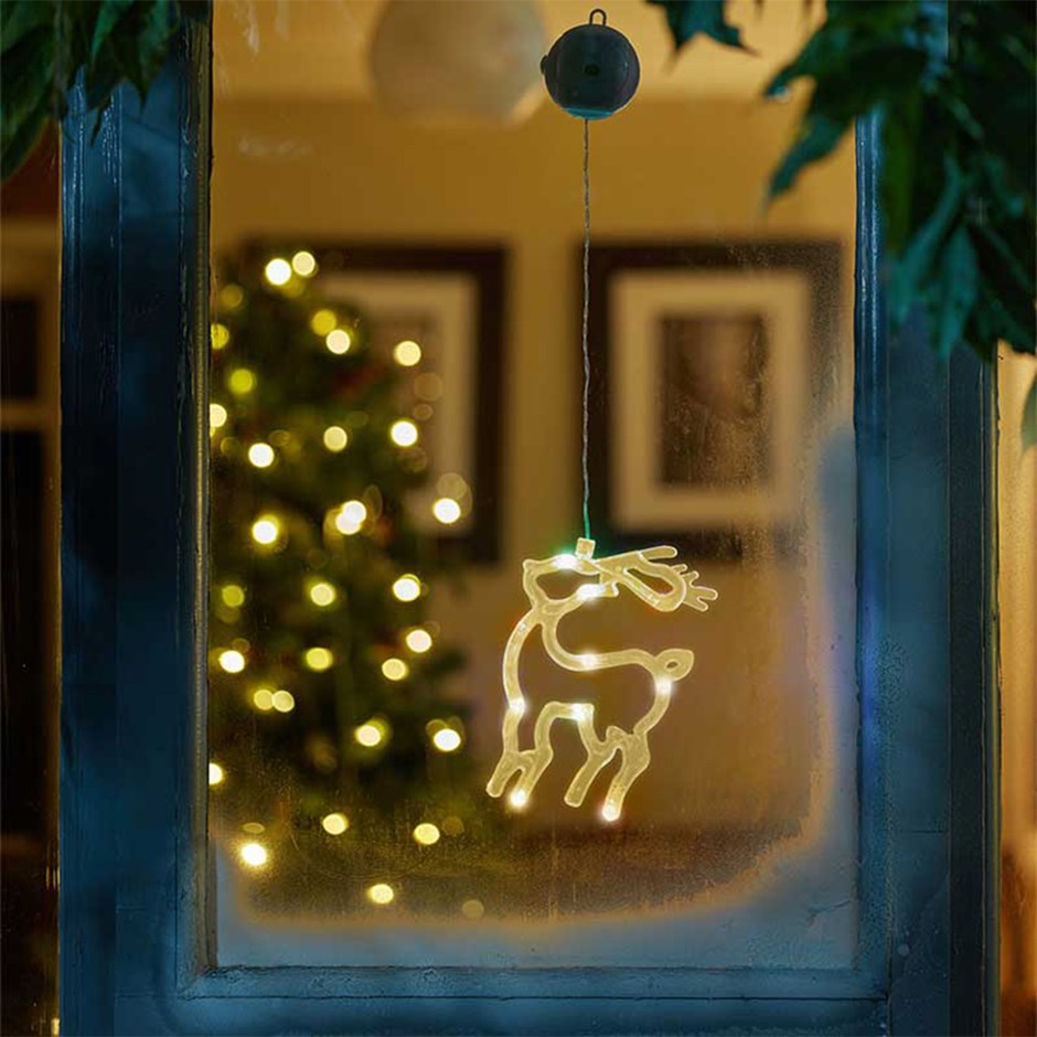 Christmas Window Deer Battery Light Warm White
