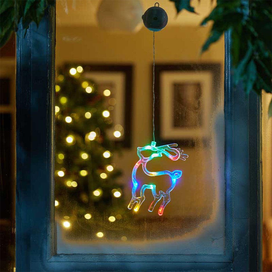 Christmas Window Deer Battery Light Multi-Coloured