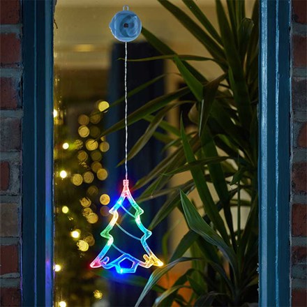 Christmas Window Tree Battery Light Multi-Coloured