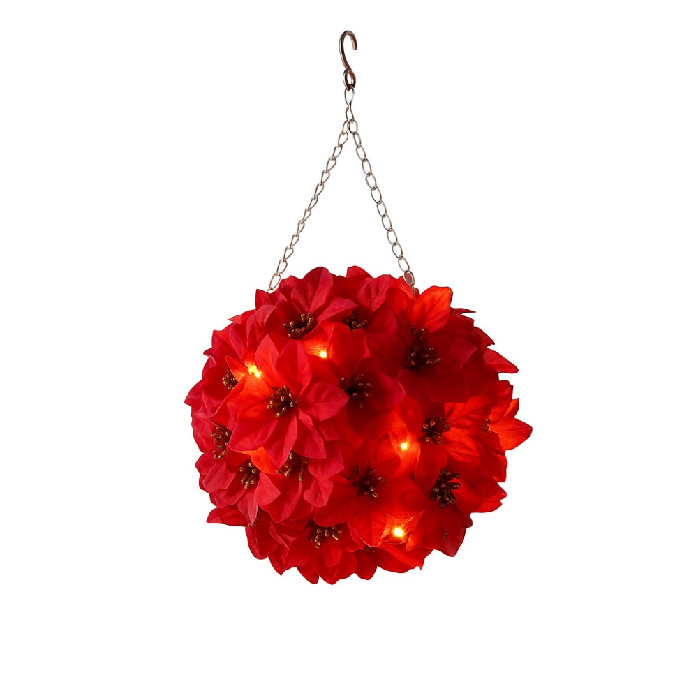30cm Christmas Artificial Poinsettia Ball with Lights