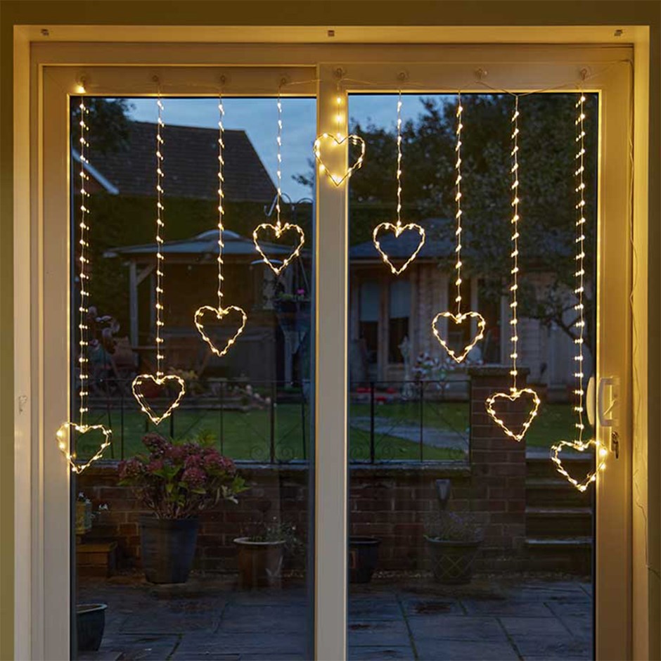 1.2m Warm White Heart Christmas Curtain Lights