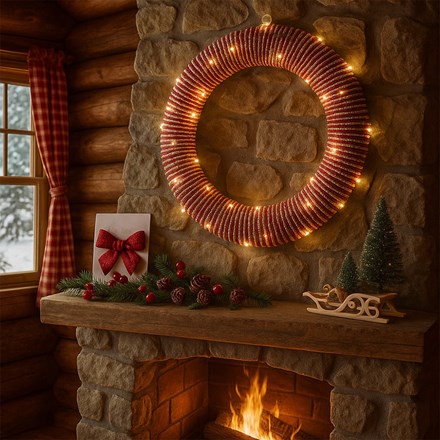 Red & Gold Braid Christmas Wreath