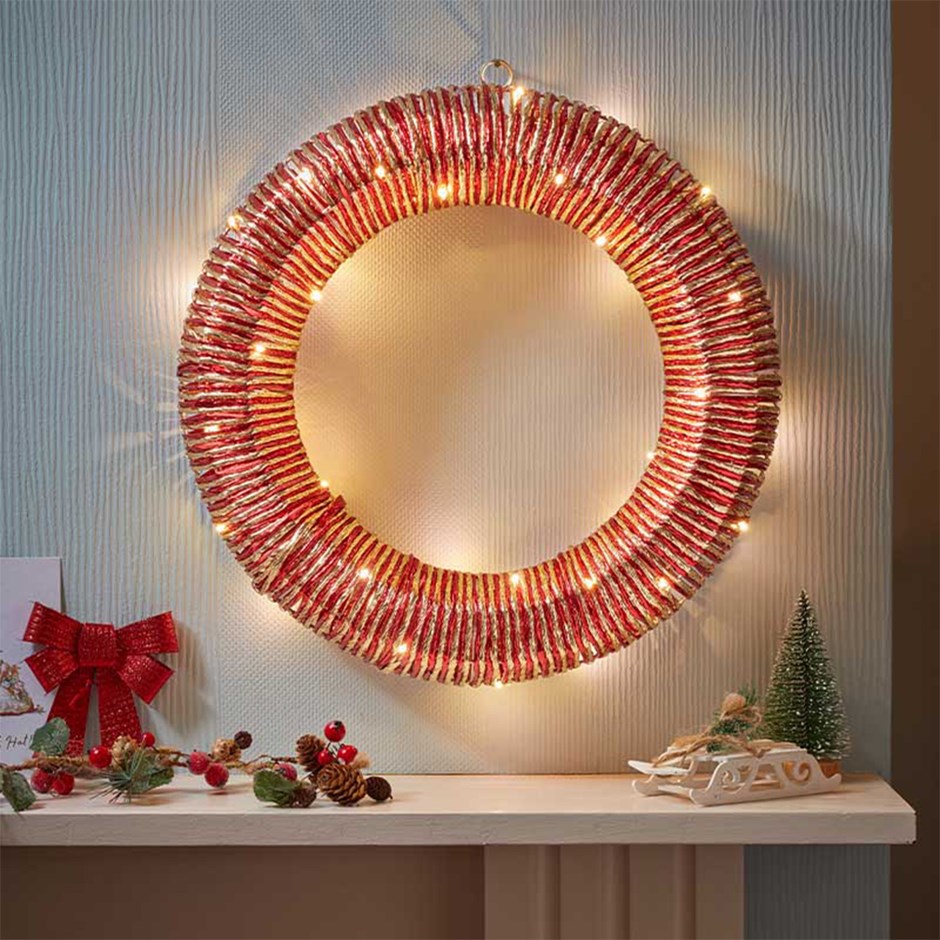 Red & Gold Braid Christmas Wreath