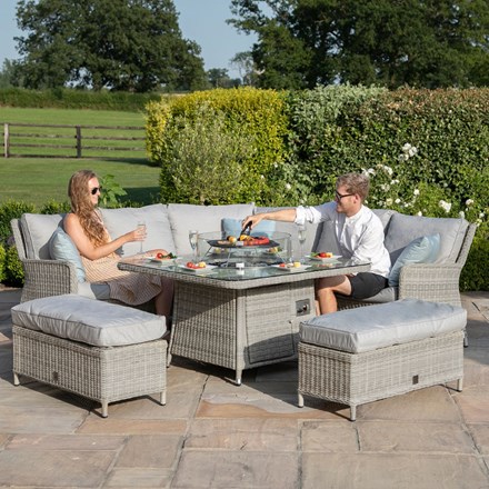 Oxford Royal U-Shaped Sofa Set with Rising Table | Rattan | 10 Seater