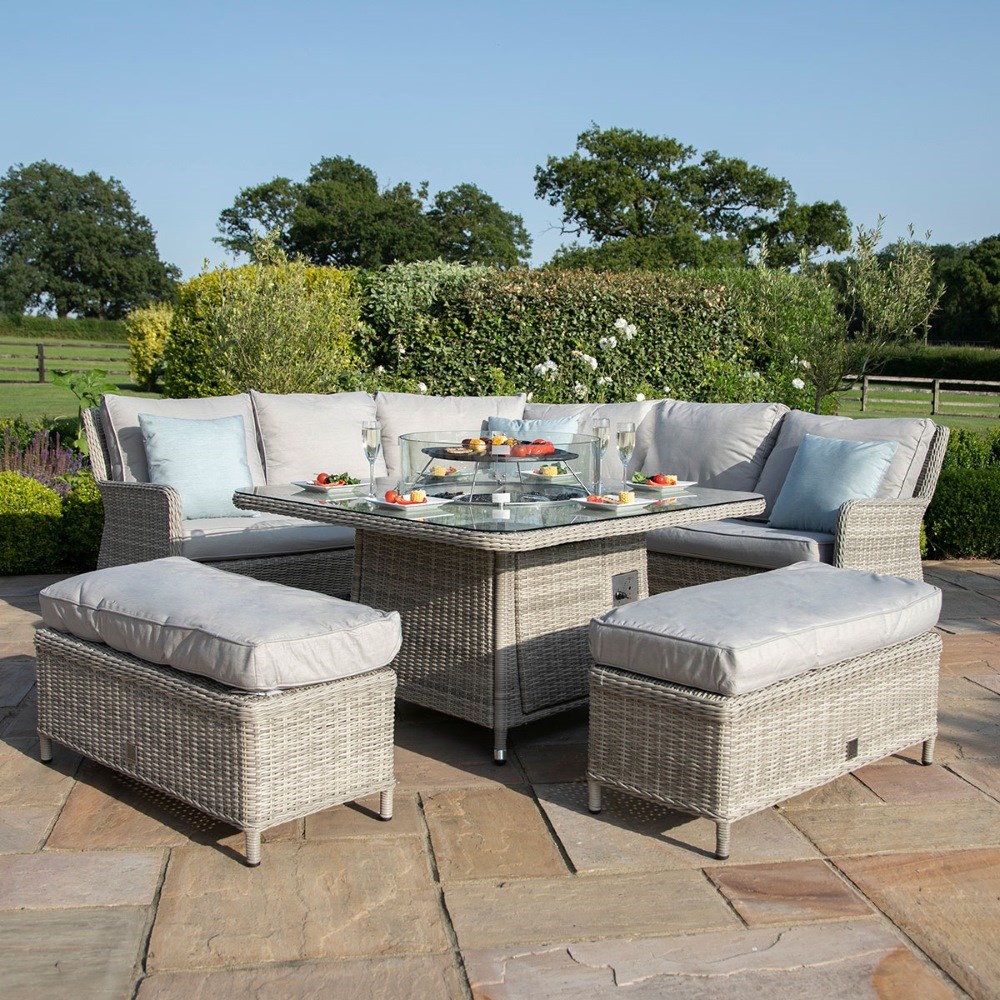 Oxford Royal U-Shaped Sofa Set with Rising Table | Rattan | 10 Seater