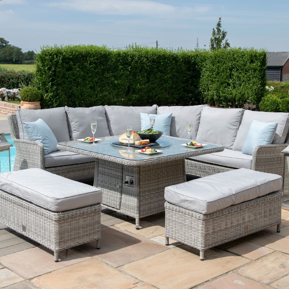 Oxford Royal U-Shaped Sofa Set with Rising Table | Rattan | 10 Seater