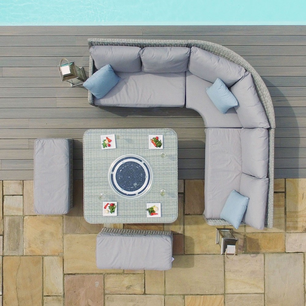 Oxford Royal U-Shaped Sofa Set with Rising Table | Rattan | 10 Seater