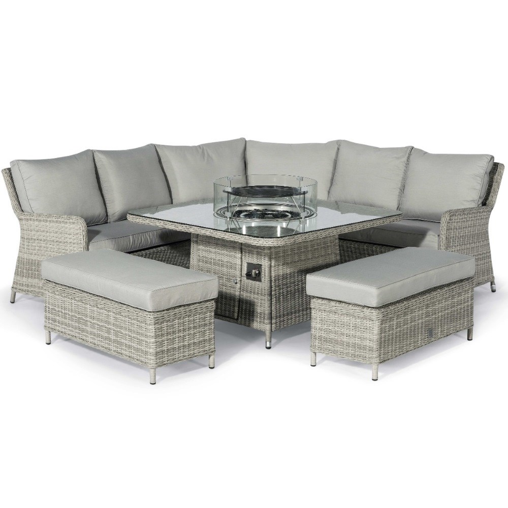 Oxford Royal U-Shaped Sofa Set with Rising Table | Rattan | 10 Seater
