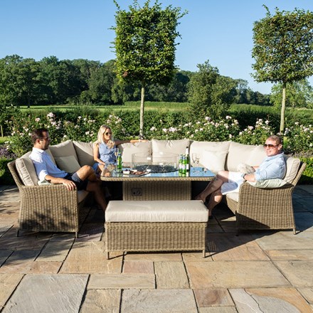 Winchester Royal U-Shaped Sofa Set with Rising Table | Rattan | 10 Seater