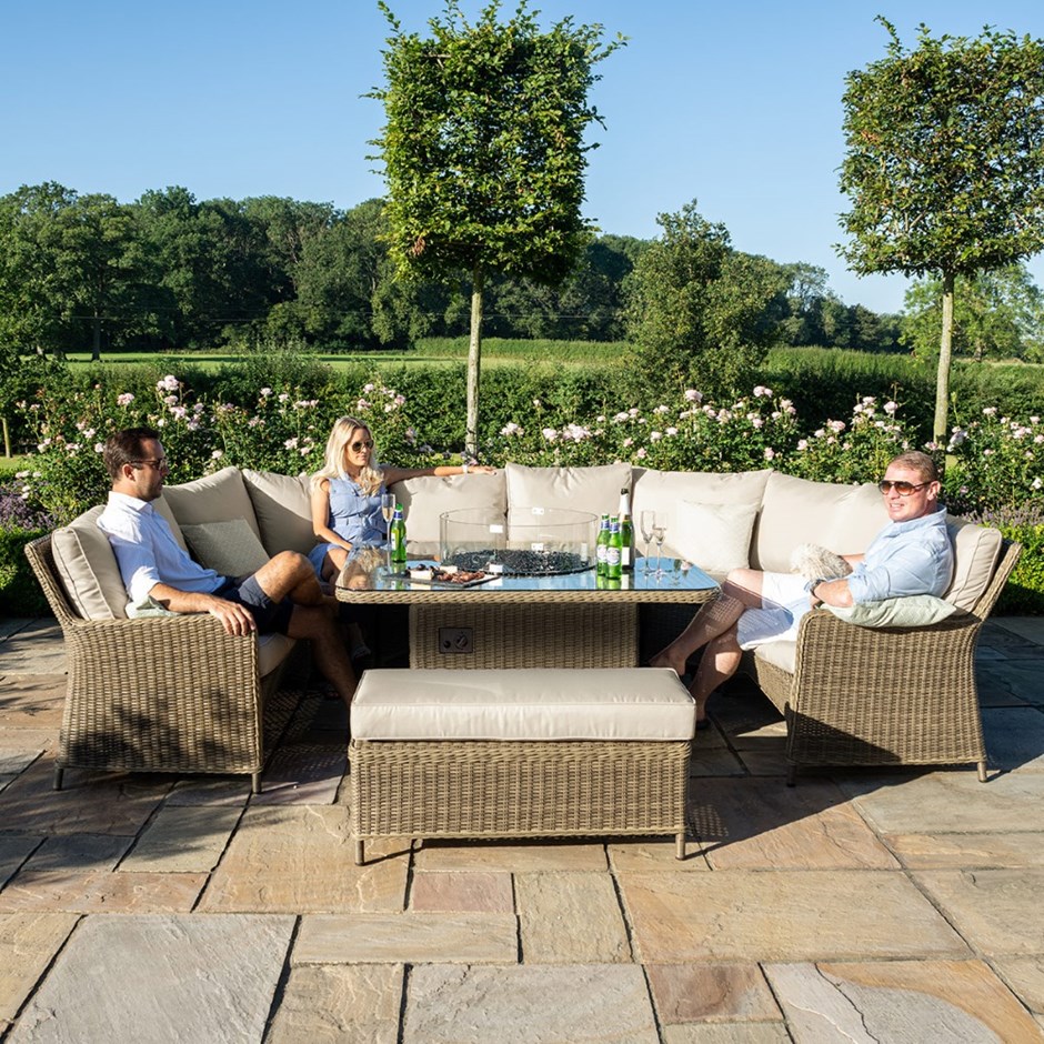 Winchester Royal U-Shaped Sofa Set with Rising Table | Rattan | 10 Seater