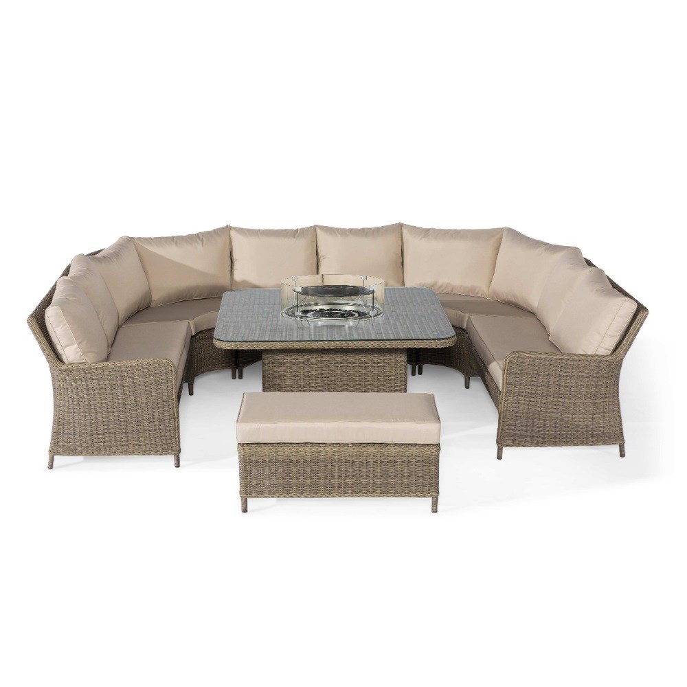 Winchester Royal U-Shaped Sofa Set with Rising Table | Rattan | 10 Seater