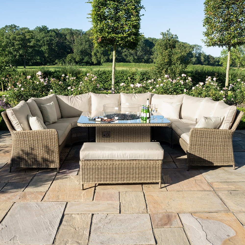 Winchester Royal U-Shaped Sofa Set with Rising Table | Rattan | 10 Seater