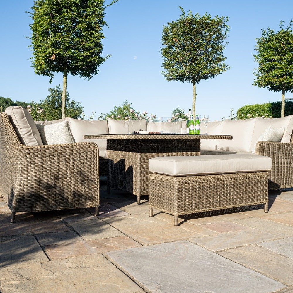 Winchester Royal U-Shaped Sofa Set with Rising Table | Rattan | 10 Seater