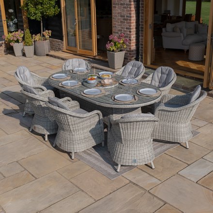 Oxford Oval Dining Set, Heritage Chairs & Lazy Susan | Rattan | 8 Seater