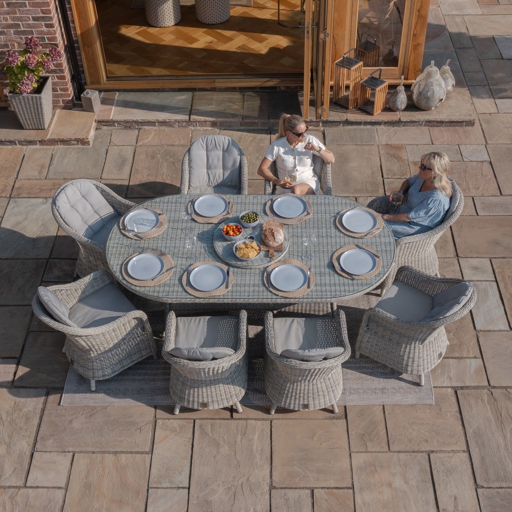 Oxford Oval Dining Set, Heritage Chairs & Lazy Susan | Rattan | 8 Seater