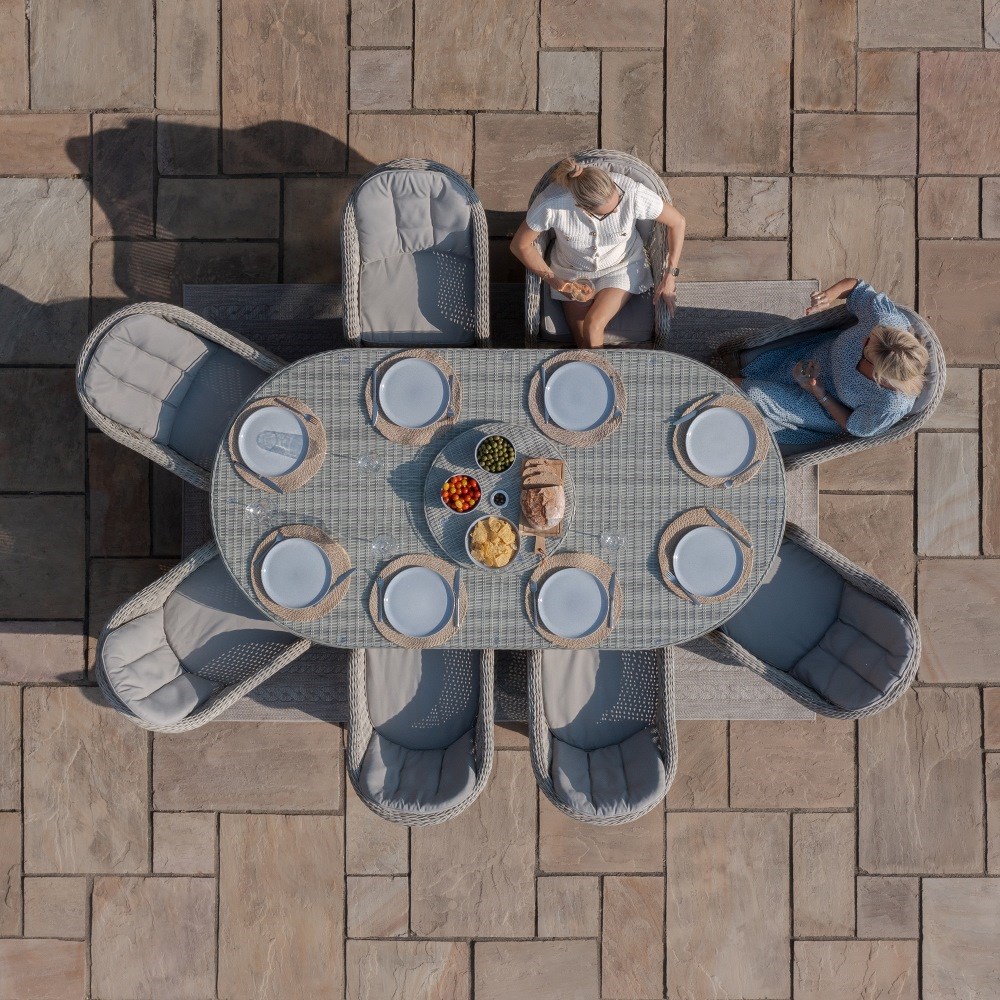 Oxford Oval Dining Set, Heritage Chairs & Lazy Susan | Rattan | 8 Seater