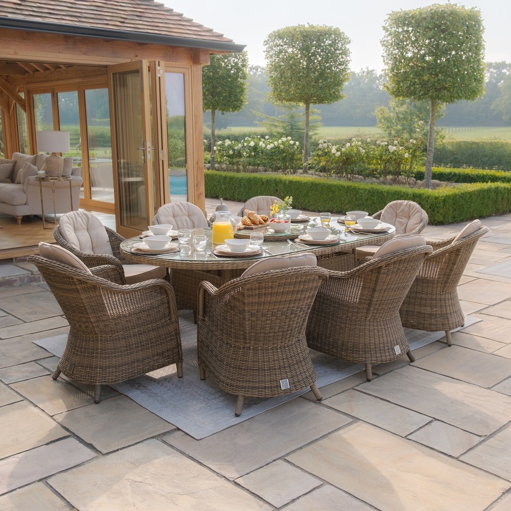 Winchester Oval Dining Set, Heritage Chairs & Lazy Susan| Rattan|8 Seater