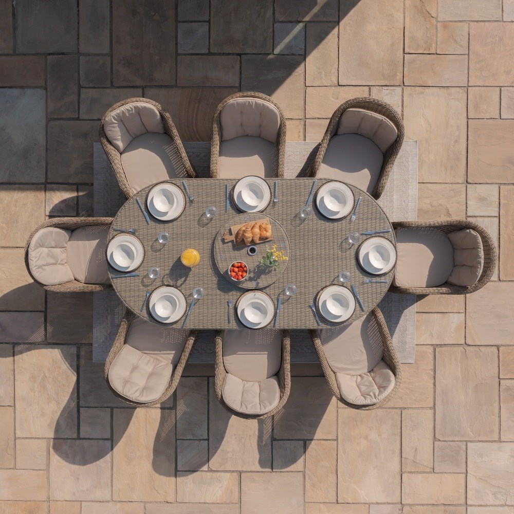 Winchester Oval Dining Set, Heritage Chairs & Lazy Susan| Rattan|8 Seater