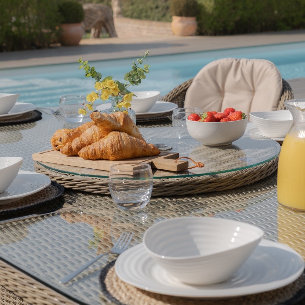 Winchester Oval Dining Set, Heritage Chairs & Lazy Susan| Rattan|8 Seater