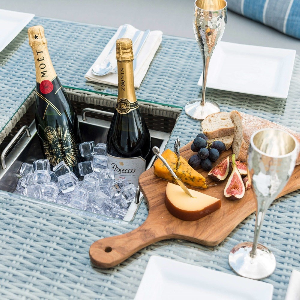 Oxford Deluxe Corner Dining Set. Rising Table & Armchair|Rattan|10 Seater