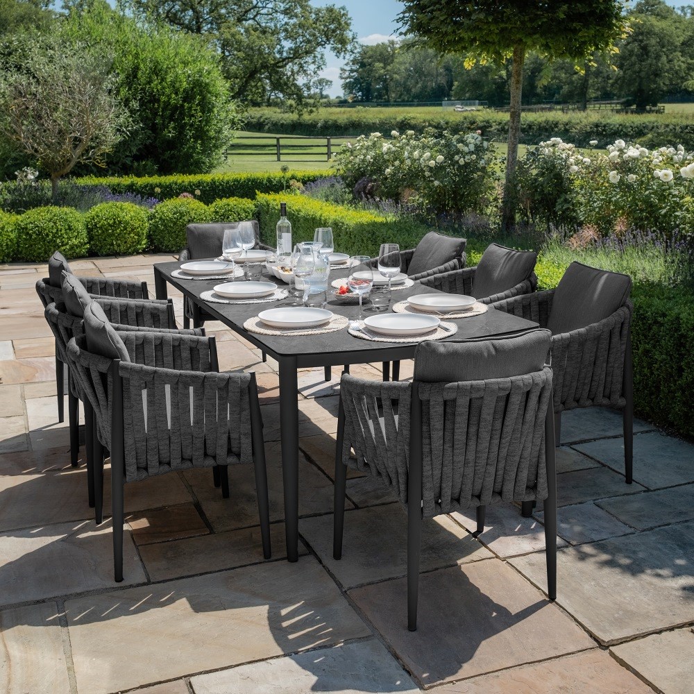 Milan 8 seat rectangular dining set | Rope Weave | 8 Seater