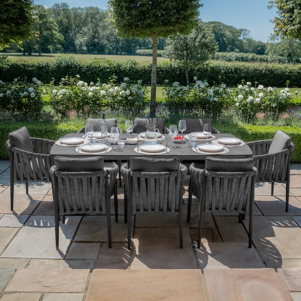 Milan 8 seat rectangular dining set | Rope Weave | 8 Seater