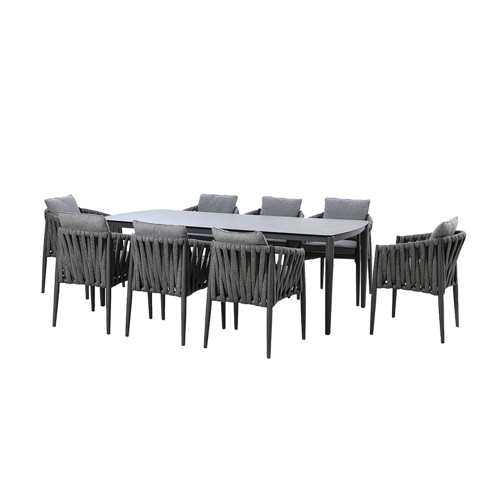 Milan 8 seat rectangular dining set | Rope Weave | 8 Seater