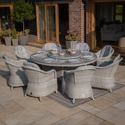 Oxford Round Dining Set, Heritage Chairs & Lazy Susan | Rattan | 8 Seater