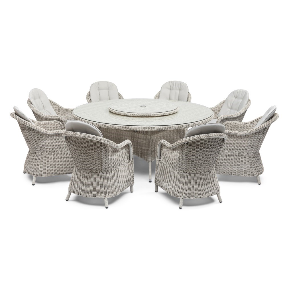 Oxford Round Dining Set, Heritage Chairs & Lazy Susan | Rattan | 8 Seater